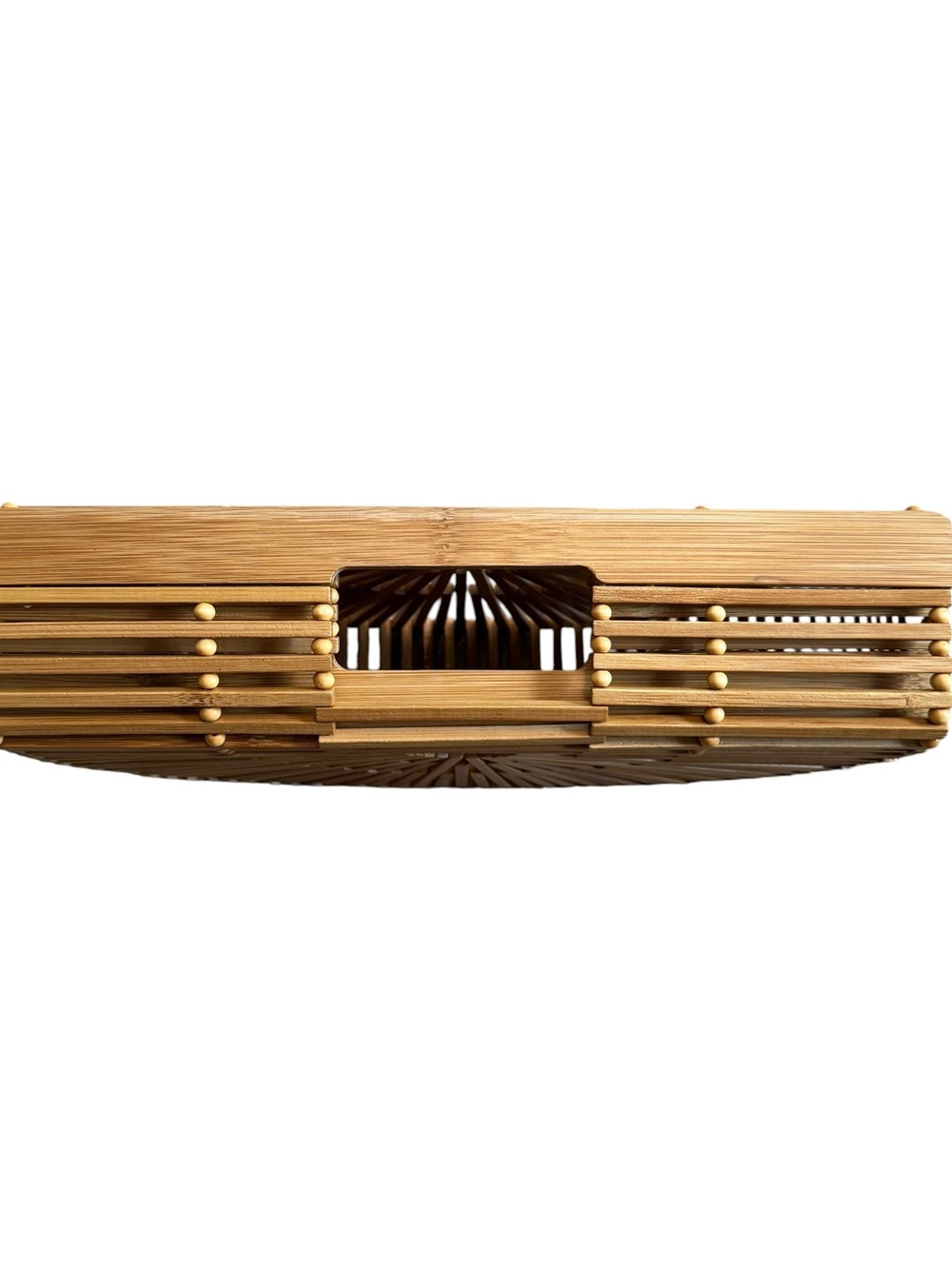 CULT GAIA Gaia’s Ark Small Top Handle Bag Bamboo Wood Bohemian Natural Tan BOX - Picture 2 of 8